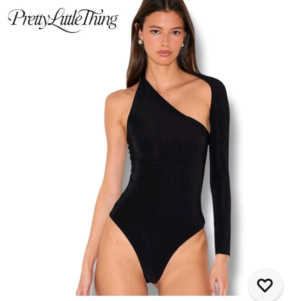 PrettyLittleThing Black Asymmetric Bodysuit